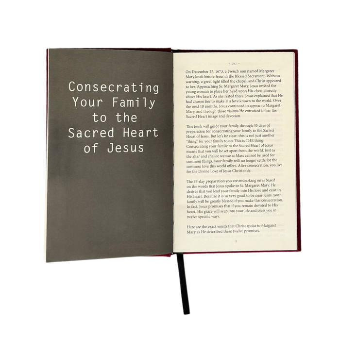 Open book with text on a white background