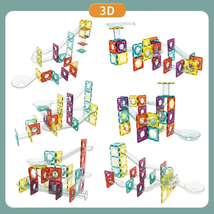 Xinbida Magnetic Tiles Marble Roller II Rainbow Set (56 Pcs)