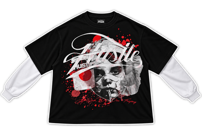 YHGM Hustle graphic t-shirt, heavyweight cotton streetwear tee, photo 1