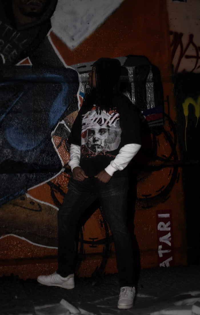 YHGM Hustle graphic t-shirt, heavyweight cotton streetwear tee, photo 5