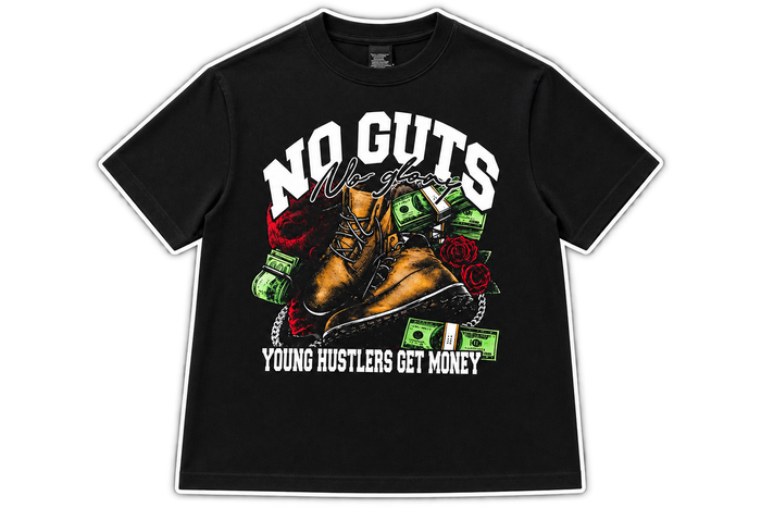 YHGM No Guts No Glory graphic t-shirt, streetwear tee, photo 1