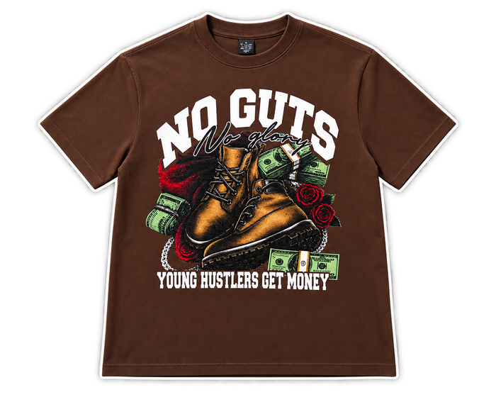 YHGM No Guts No Glory graphic t-shirt, streetwear tee, photo 2