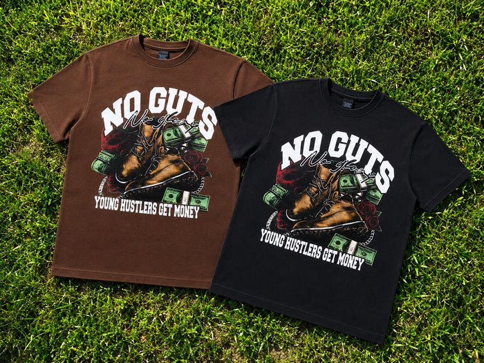 YHGM No Guts No Glory graphic t-shirt, streetwear tee, photo 3