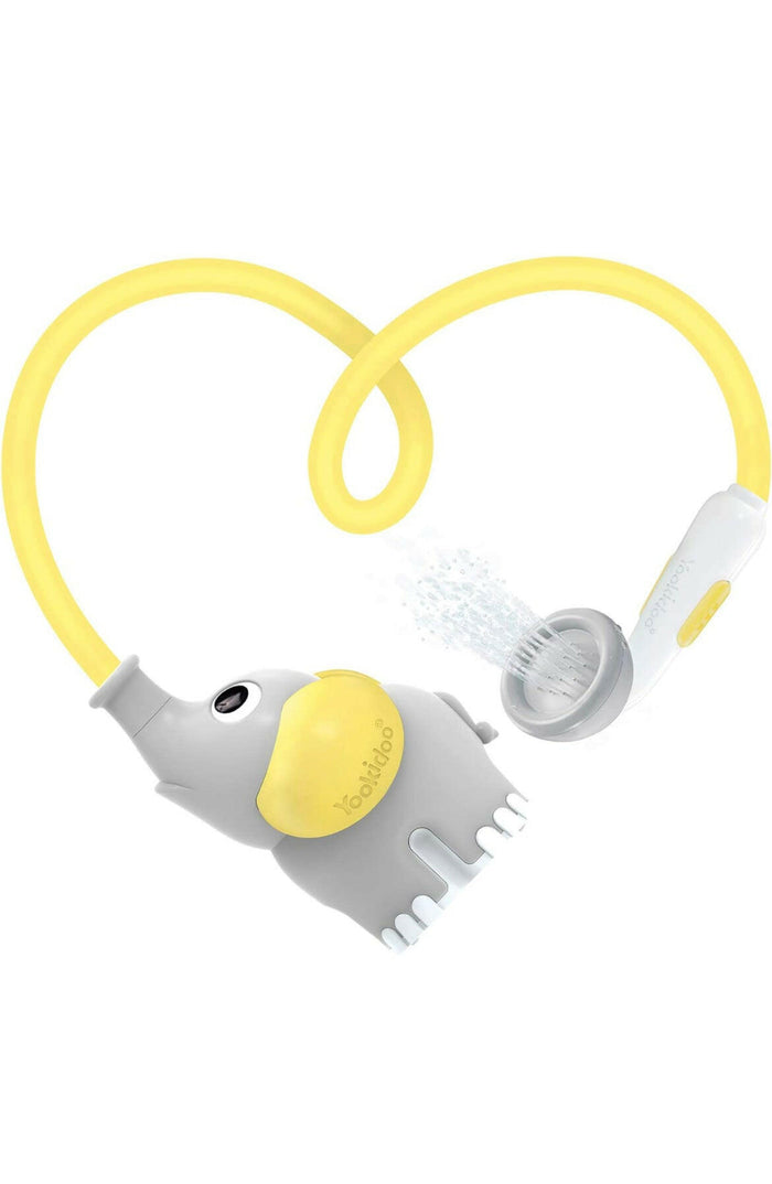Yookidoo Baby Bath Shower Head - Elephant Water Pump with Trunk Spout Rinser.